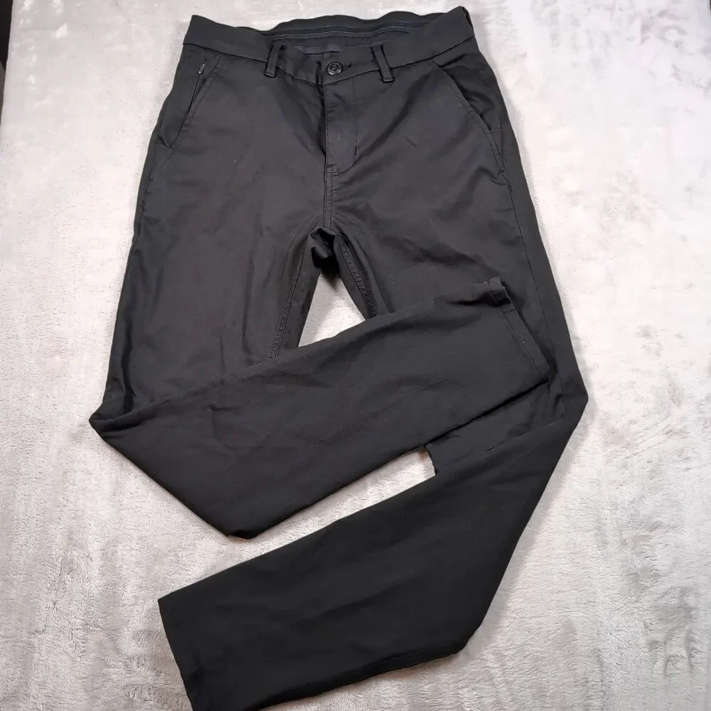 DUER Smart Stretch Pants Mens 30x32 (30x31) Black Slim Fit Dress Chino Travel